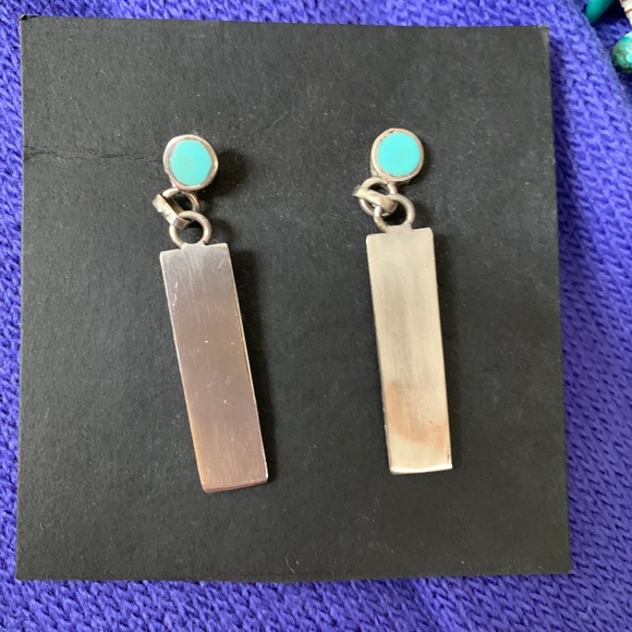 Native American Silver / Turquoise Earrings - Picture 3 of 4